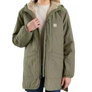 Carhartt Women's Rain Defender Hooded Jacket, Dusty Olive Color Warm For Winter